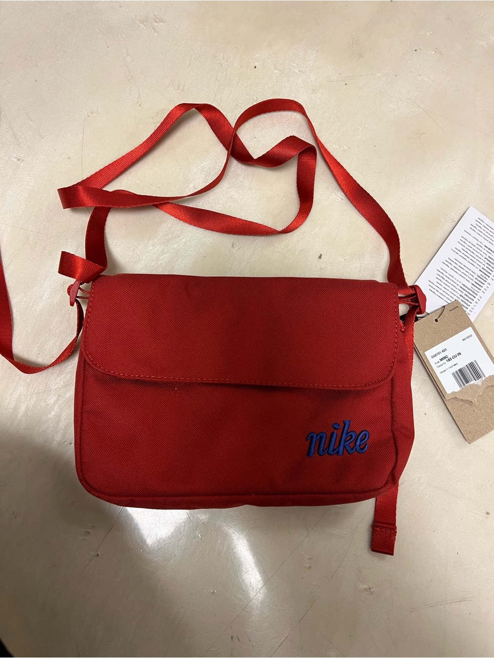 Nike Red Crossbody Shoulder Bag with Blue Logo